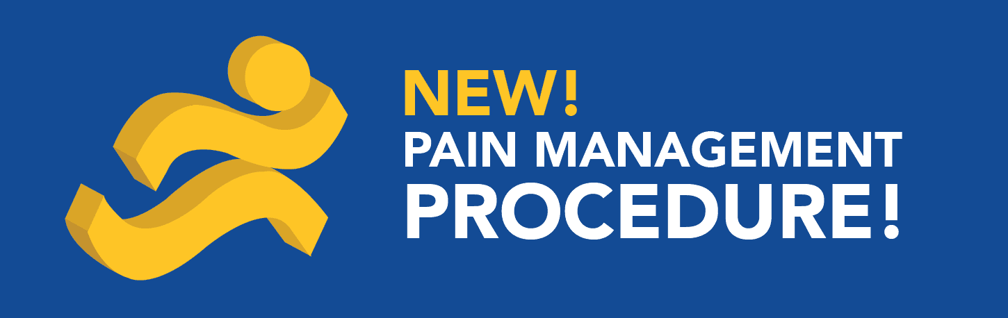 AOSM Running Man logo and Blog Title "New Pain Management Procedure"